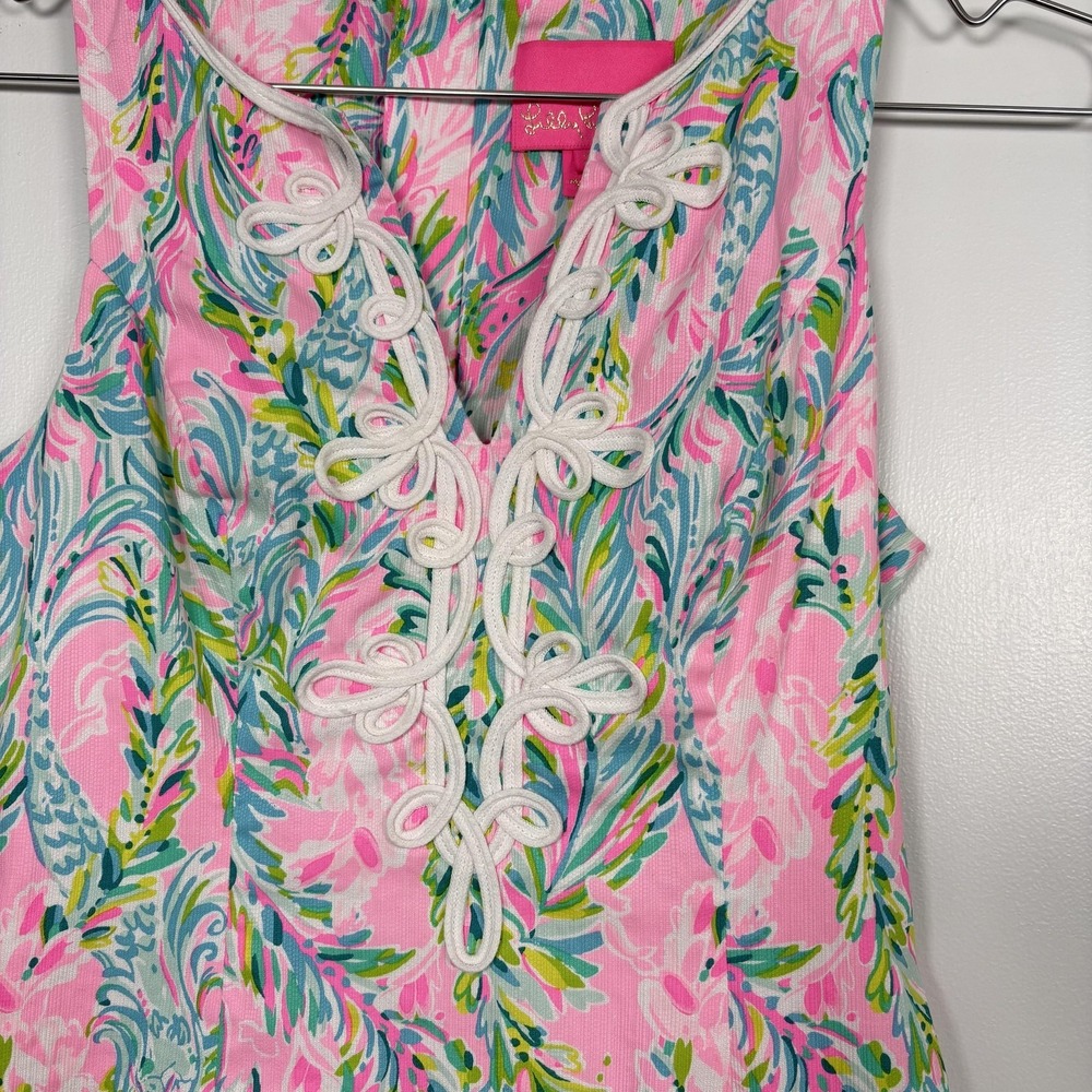 Lilly Pulitzer Dress Womens 2 Multicolor Floral Print Shift V Neck Lined 005603 - Picture 2 of 13